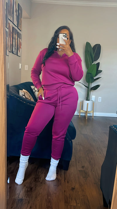 Cozy Fleece Jogger Set (Magenta)