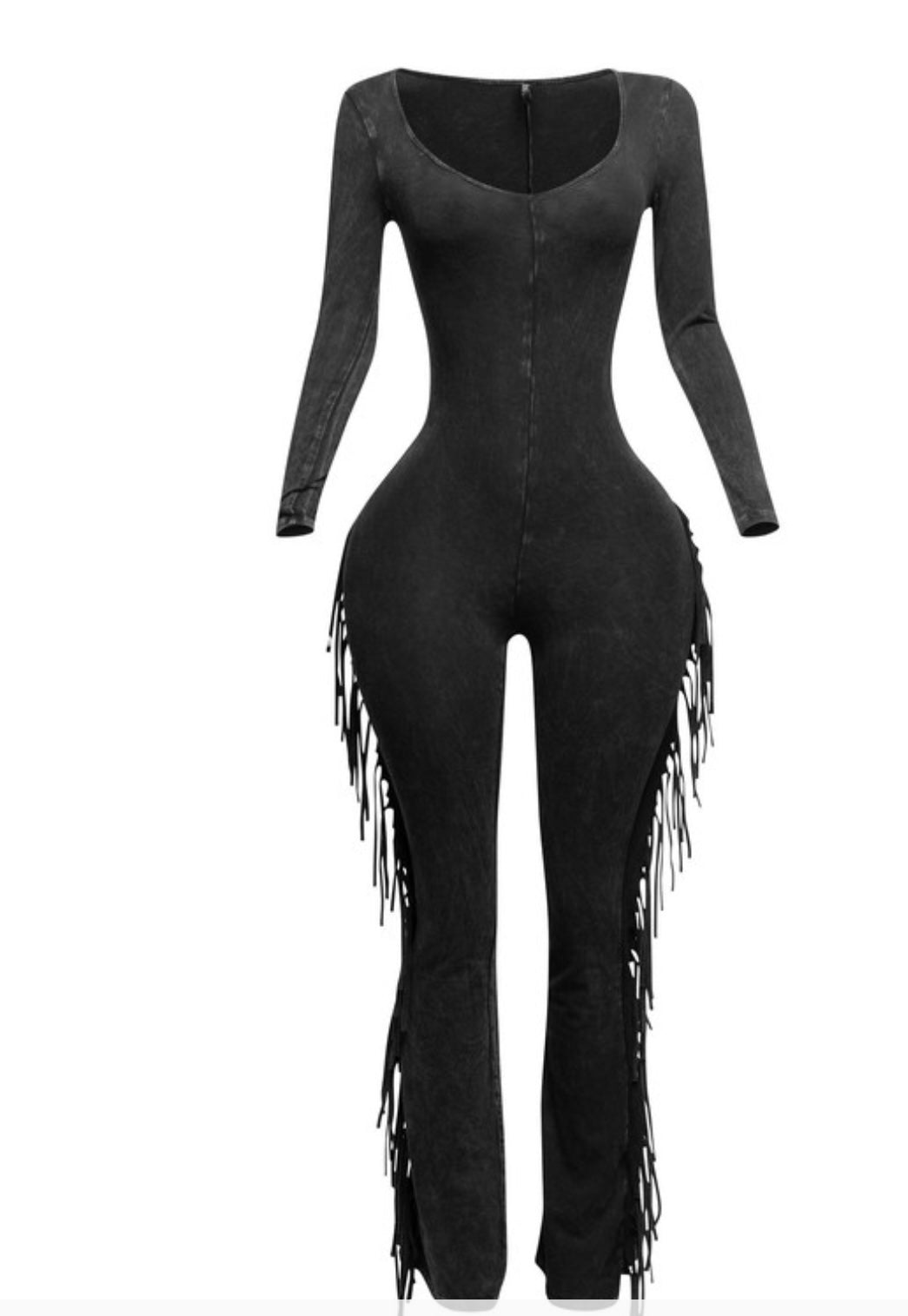 Fringe Jumpsuit|Charcoal